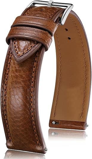 20mm Genuine Leather Watch Strap Double-Sided Light Brown Replacement Band Easy Installation
