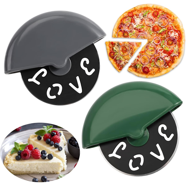 2 st Runda Pizzaskärare, Utskuren Kärlek Design Rostfritt Stål Hjul Slicer, Multifunktionell Pizzaskärare