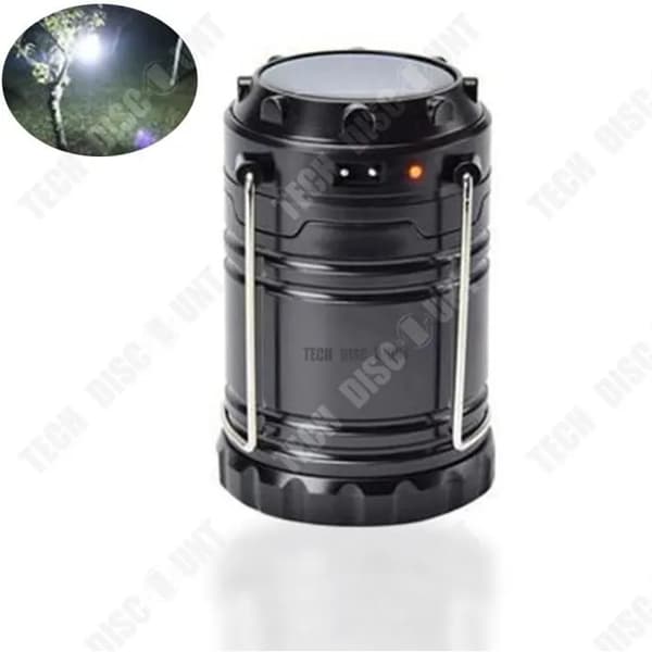 - Teleskopisk campinglampe - LED - Solenergi - Energibesparende Svart
