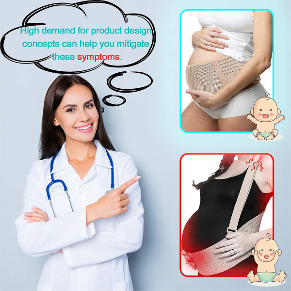 Graviditetsbelte Graviditetsstøtte Belte Bump Band Mage Støttebelte Mage Rygg Bump Brace Stropp (rosa)