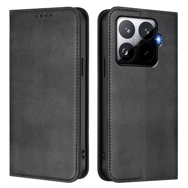 Plånboksfodral för Xiaomi 15T Pro Retro Textur Läder Telefonfodral Black