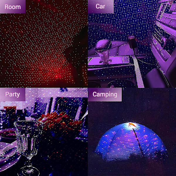 Bilatmosfære Stjernehimmel Interiør Lampe Romantisk USB Nattlys Dekorasjoner Utmerket (Rød)