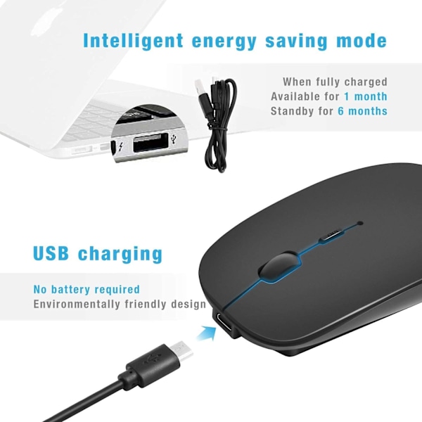 Trådlös Bluetooth-mus kompatibel med Macbook/iPad/iPhone (iOS)