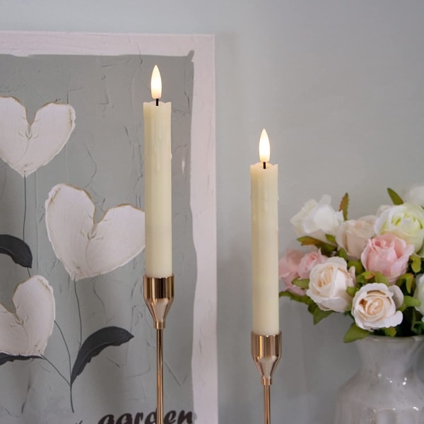 6 stk 17,5 cm flimrende flammeløse lys (beige) med fjernkontroll