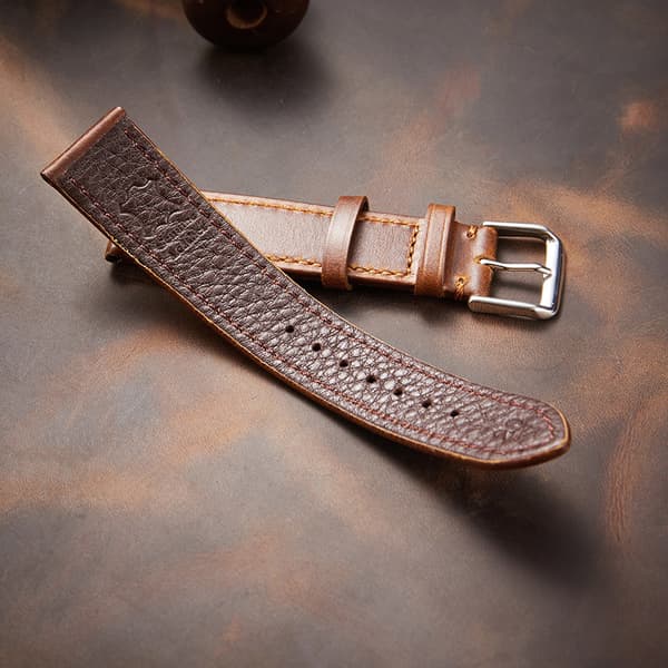 20mm Genuine Leather Watch Strap Double-Sided Light Brown Replacement Band Easy Installation