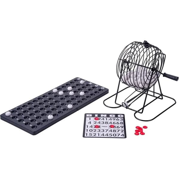 Komplet mini-bingospil – nummererede netkort – 150 farvede poletter