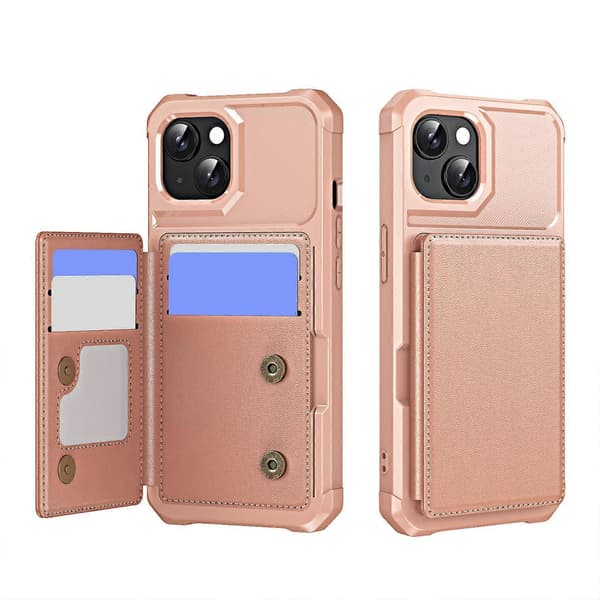 Horisontellt Flip Kortfack Läder Telefonfodral For iPhone 15