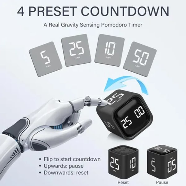 Snurr Pomodoro Timer, Kub Timer Kompatibel med ADHD