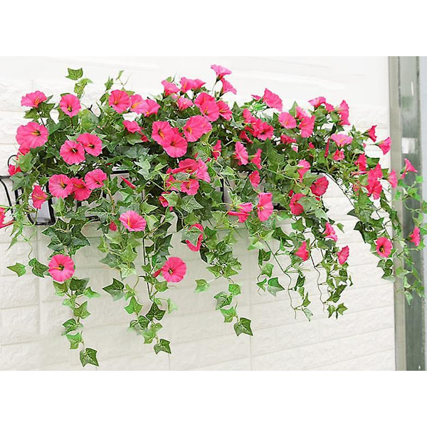 Kunstig Petunia i Rattan til Udendørs/Indendørs (rosenrød)