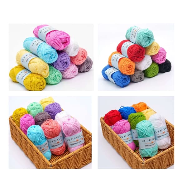 20-pakning Bomullsgarn, Cotton Knitting, Heklegarn 49m/rull multifärg multicolor