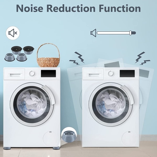 Vibrationsdämpande fötter för tvättmaskin/torktumlare Grå 4-pack