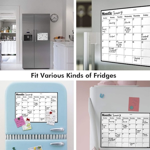 Magnetisk whiteboard køleskabskalender - perfekt månedsplanlægger