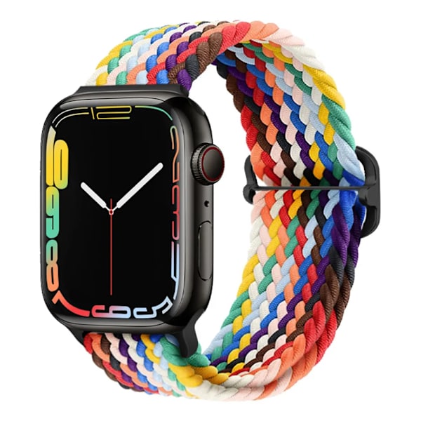Flätad loop för Apple Watch Armband 44mm 40mm 45mm 41mm 42mm 38mm 49mm Elastiskt Solo armband iWatch serie 9 se 7 5 6 Ultra2 Band 9.svart 9.black