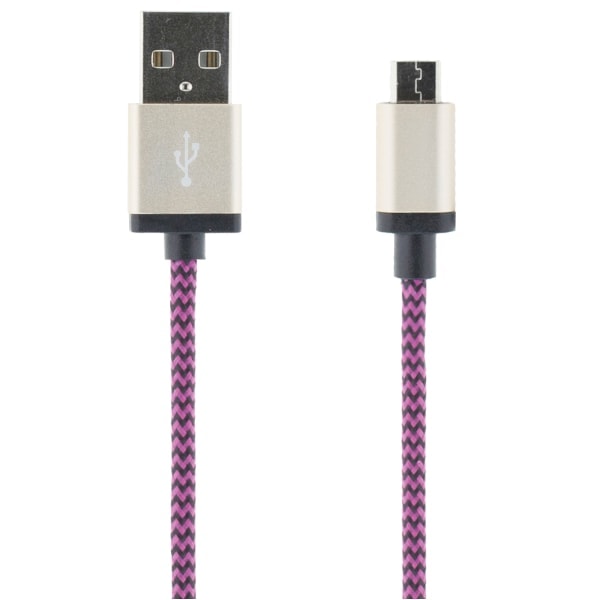 USB synkroniserings- og ladekabel, stoffkledd, USB A til USB MicroB, 1 m, ora
