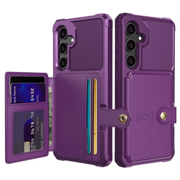 Compatible with Samsung S25+ Shockproof Wallet Case - Purple purple Lila