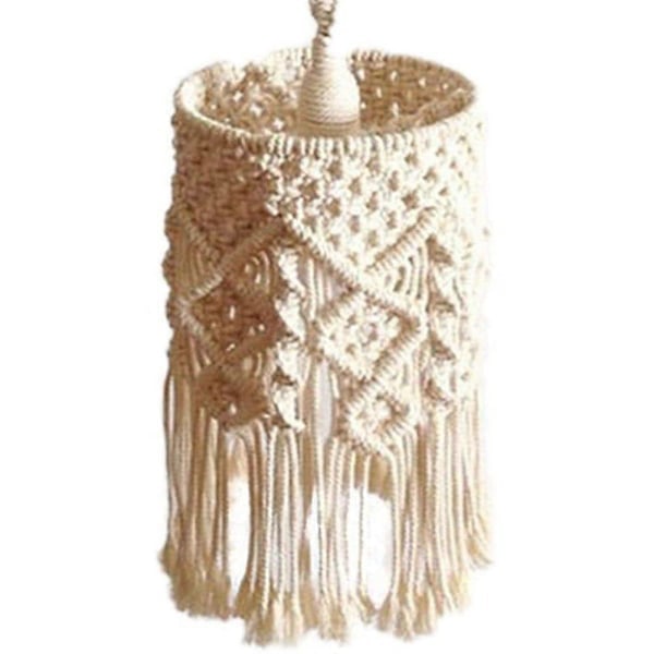 Håndlavet lampeskærm, hvid hængende lampeskærm, boho macrame lampeskærm stue børneværelse kollegieværelse bhmish indretning