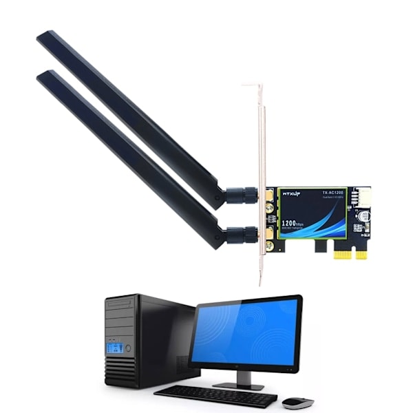 1200Mbps Dual-band Langaton WiFi-kortti 802.11ac Bluetooth-yhteensopiva 4.0 PCI-E WiFi-adapteri 2.4G/5G Pöytätietokoneelle Kannettavalle Tietokoneelle