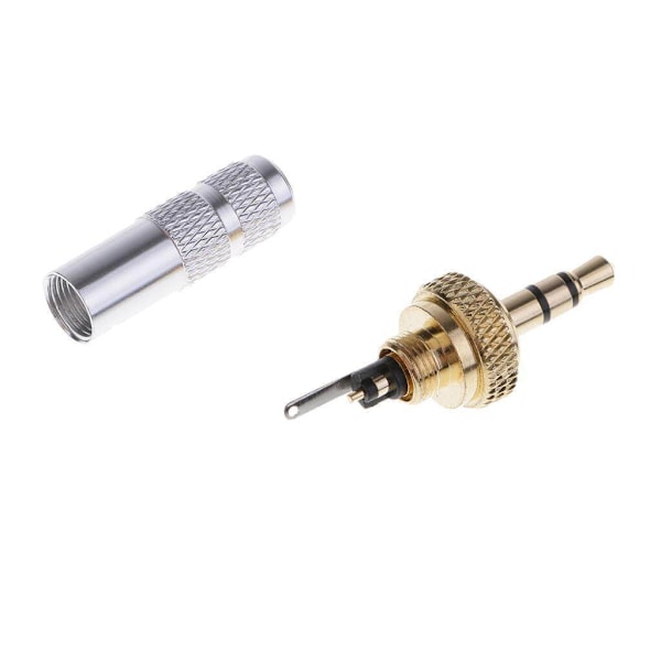 3,5 mm skruvlås stereo jack hane kontakt metall adapter 3,5 mm skruvlås ljud löd adapter silver