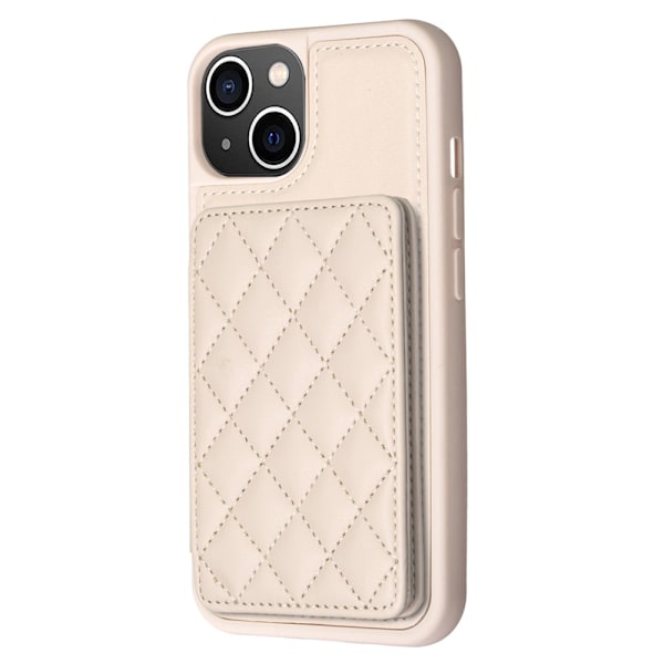 SKALO iPhone 15 Tikattu Kuori Lompakolla - Beige