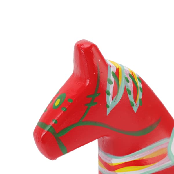 Hot tilbud til lav pris! 1 par træ svenske dalaheste statue af træ dalahest statue til pyntdekoration - Glad