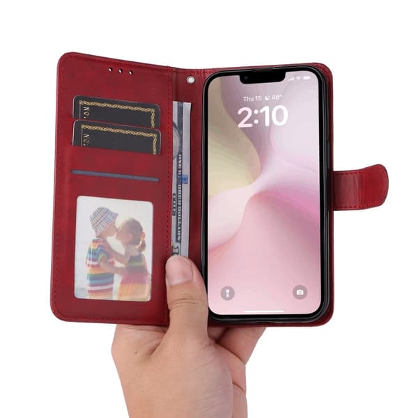 Kompatibel med iPhone 16e PU-læder Pung Etui - Flere farver Röd red