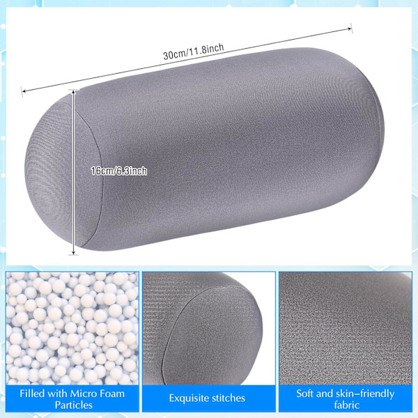 2 st Micro Bead Roll Kudde 30 x 16 cm Mjuk Kudde Bolster Cylindrisk Kudde Micro Bead Kuddar för Sova Hemma Resa Nacke Huvud Ryggstöd