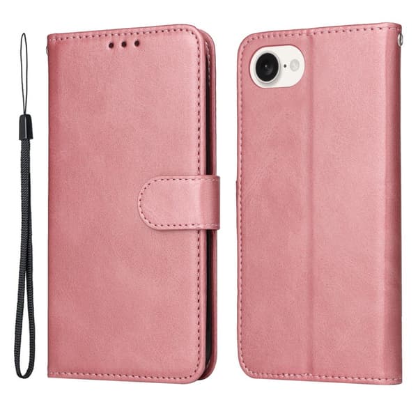Kompatibelt iPhone 16e PU-läder Plånboksfodral - Flera färger Rosa pink