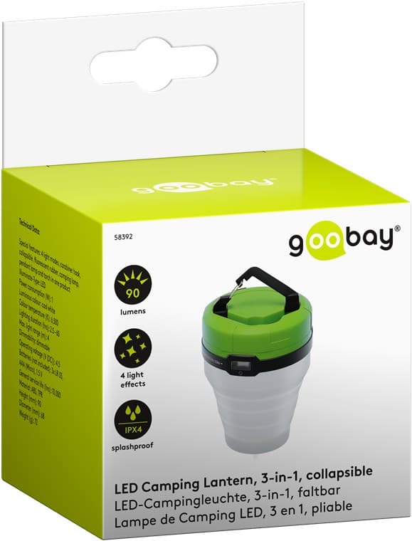 LED-campinglampe, 3-i-1, sammenleggbar Grön, Vit 72