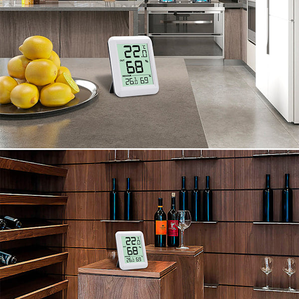 Trådlös Inomhus-/Utomhustermometer och Hygrometer Vit