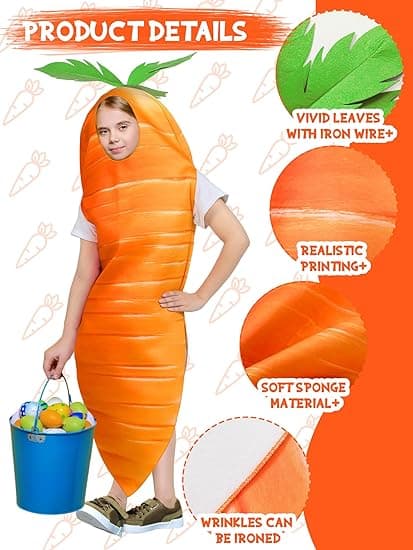 Påsk Barn Morotsdräkt Orange Halloween Morot Cosplay Kostym