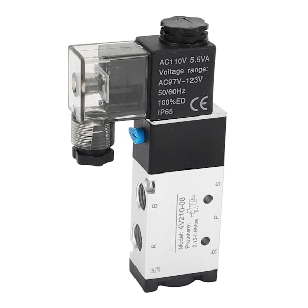 4V210-08 Elektrisk Magnetventil 2 Lägen 5 Vägs Cylinderkontroll Reverseringsventil Pneumatisk Luftventil AC110V