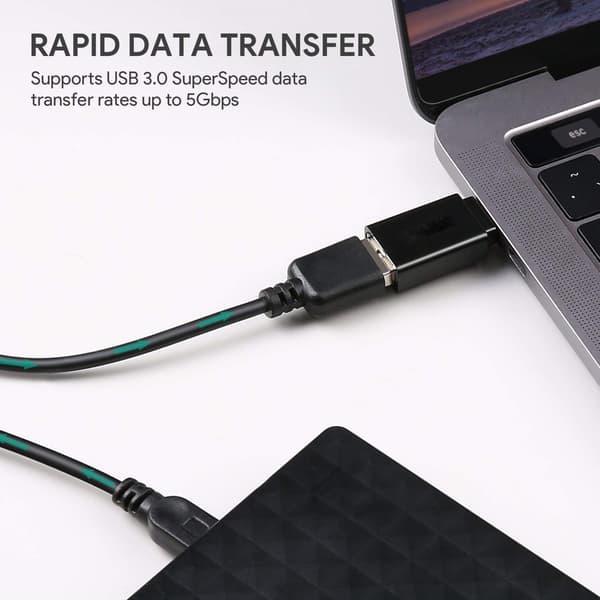 Supersnabb USB-C - USB 3.0 -sovitin, musta