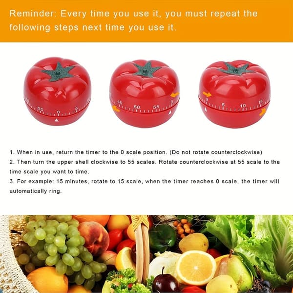 1 st Söt Tomatformad Kökstimer - Uppdragbar, Roterande Påminnelse Kompatibel med Matlagning & Studietidshantering 1pc Red Small Pack