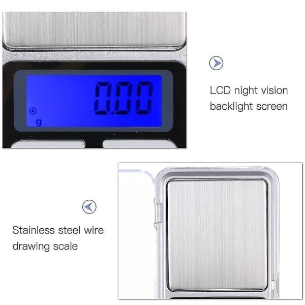 Taskuvahti, Digitaalinen taskuvaaka, Koruvaaka 0,01 - 200g multifärg silver