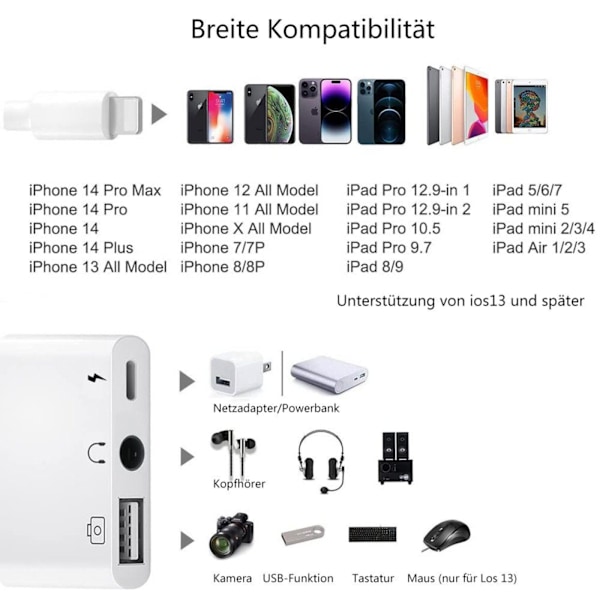 Lightning USB OTG Lydadapter 3-i-1 USB-læser Adapter USB-adapter