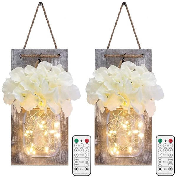 Mason Jar-lampa för väggdekoration, vägglampa i lantlig stil för heminredning, vägglampa