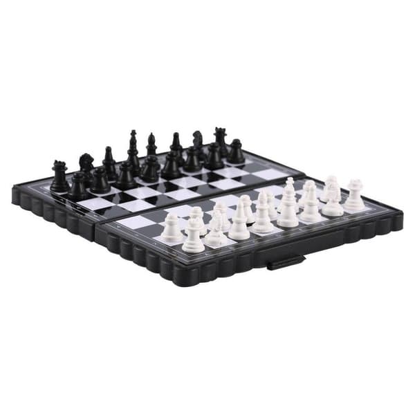 Train chess anywhere with magnetic mini chess Svart black