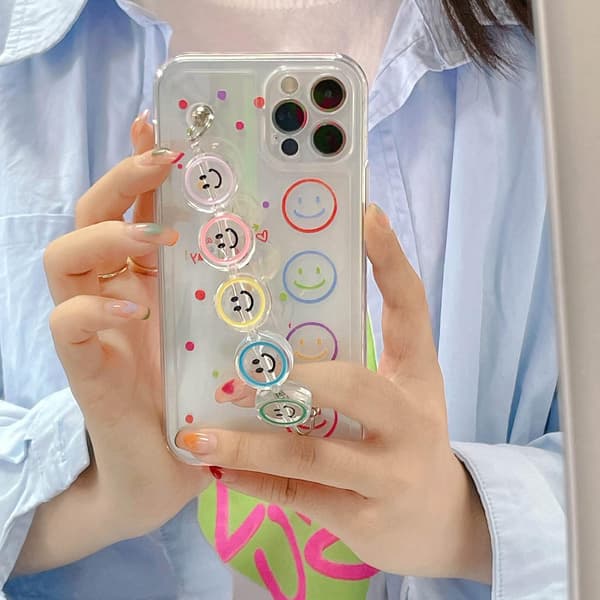 Tecknad söt Smiley Transparent telefonfodral Kompatibel med iPhone