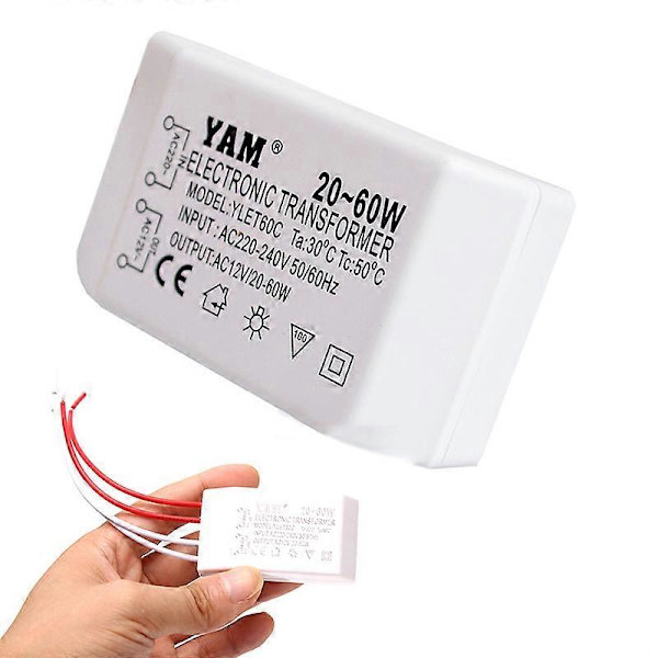 Elektronisk transformator AC 220V til 12V 20-60W Halogen Lys Driver Strømforsyning