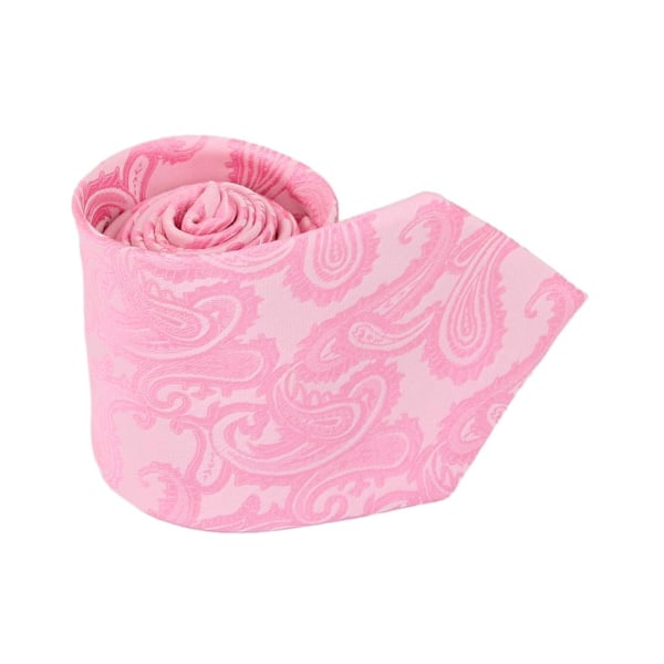 Fashion Herrar Vävda Jacquard Slips Hankerchief & Manschettknappar Set Bröllop Formell Klädsel Rosa