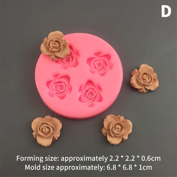 Mini 3D rose-formet silikoneform, blomstrende rose chokoladeform D
