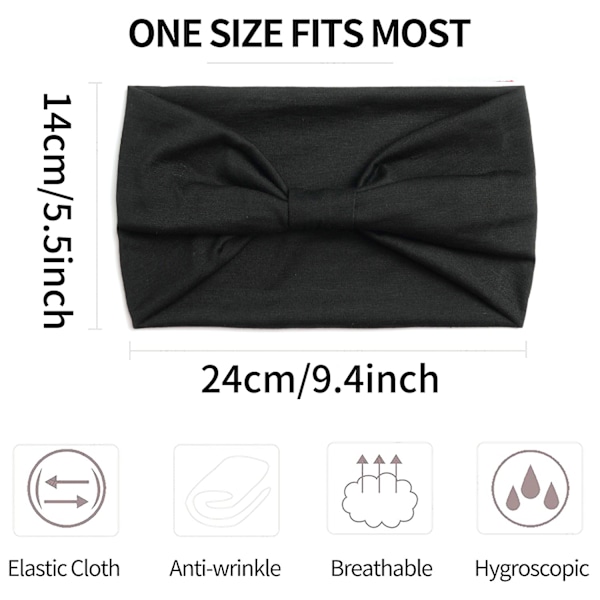 Elastisk sportshodebånd i ensfarget design, yoga-hodebånd, anti-svette og svetteabsorberende