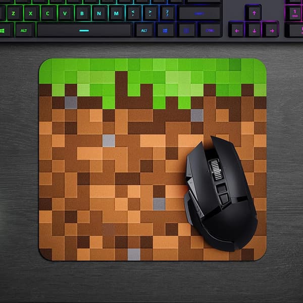 Minecraft Græsblok Musemåtte - Pixel-Stil Gaming & Kontor Skrivebordsmåtte 25x29cm