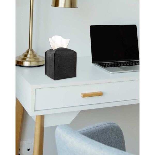 Läderfodral för fyrkantig servettbox – med bottenbälte, modern PU-läder kubformad servettboxhållare