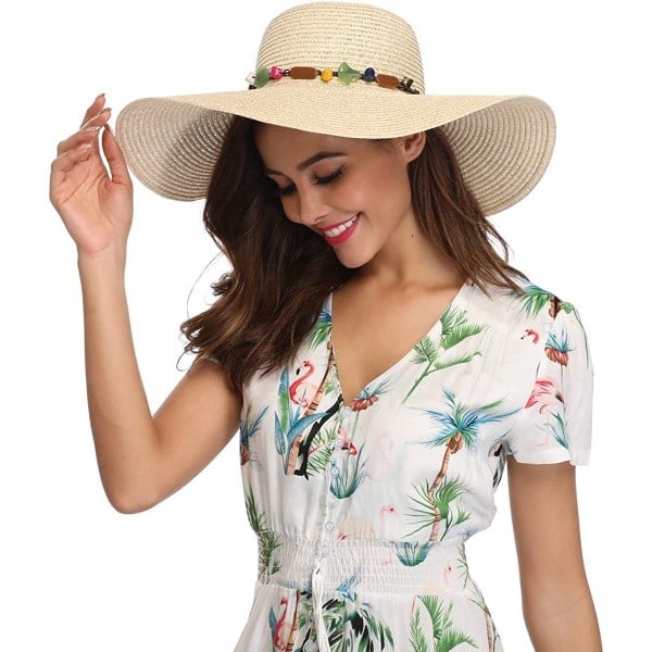 Kokoontaittuva aurinkohattu UPF 50+ naisille (beige)