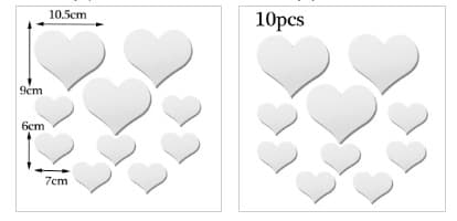 10-pack 3D-akryl hjärtformade spegelväggdekaler