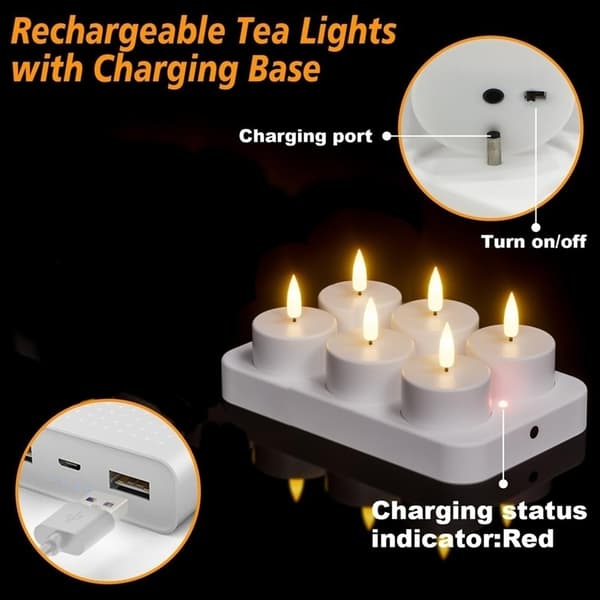 Rechargeable Tea Lights - LED Lights with Remote & Timer 280 6-Pack