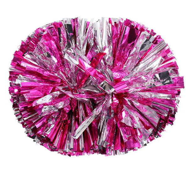 2 st Metalliska Pompoms för Cheerleading pink silver