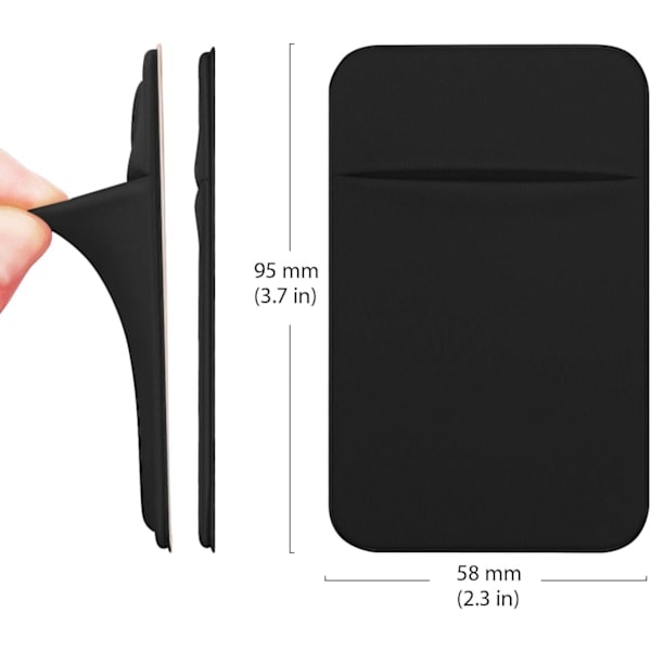 Mobilficka Självhäftande Korthållare Fäst På Plånboksfodral med Självhäftande ID Kreditkort Bankomatkort Hållare för iPhone Android 2-PACK SVART