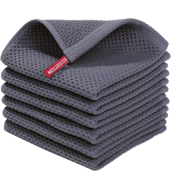 Vaffelvevd håndkle i bomull-lin 33×33 cm 4-pakning
